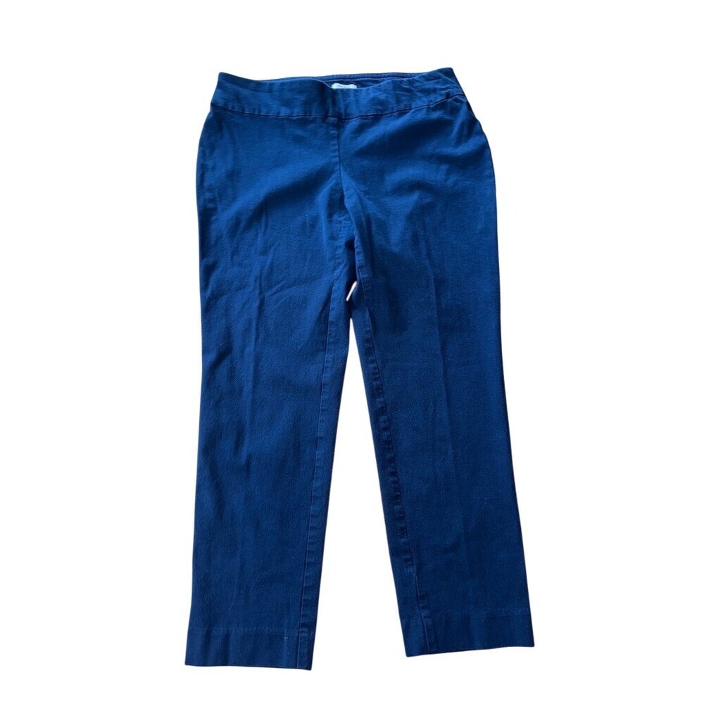 Crown & Ivy Ashley Pants Womens Size 10 Blue Straight Leg Pull-On